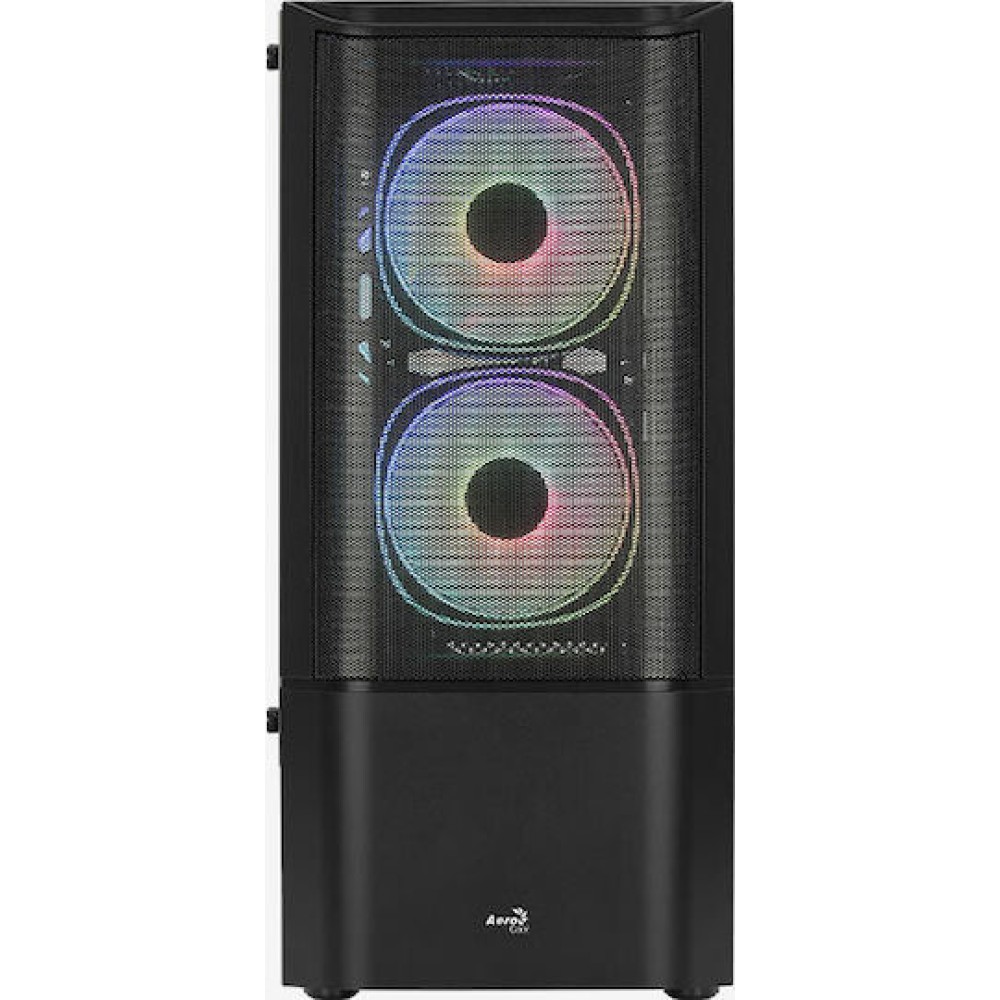 Aerocool Quantum Mesh v3 Gaming Midi Tower Κουτί Υπολογιστή με Πλαϊνό Παράθυρο και RGB Φωτισμό Μαύρο