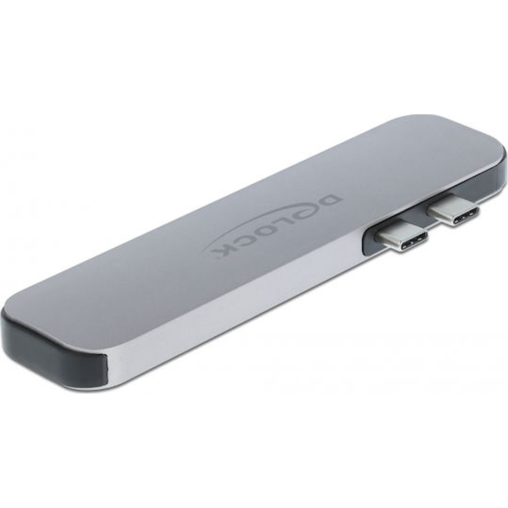 DeLock Docking Station με Διπλό USB-C HDMI 4K PD Γκρι (87753)