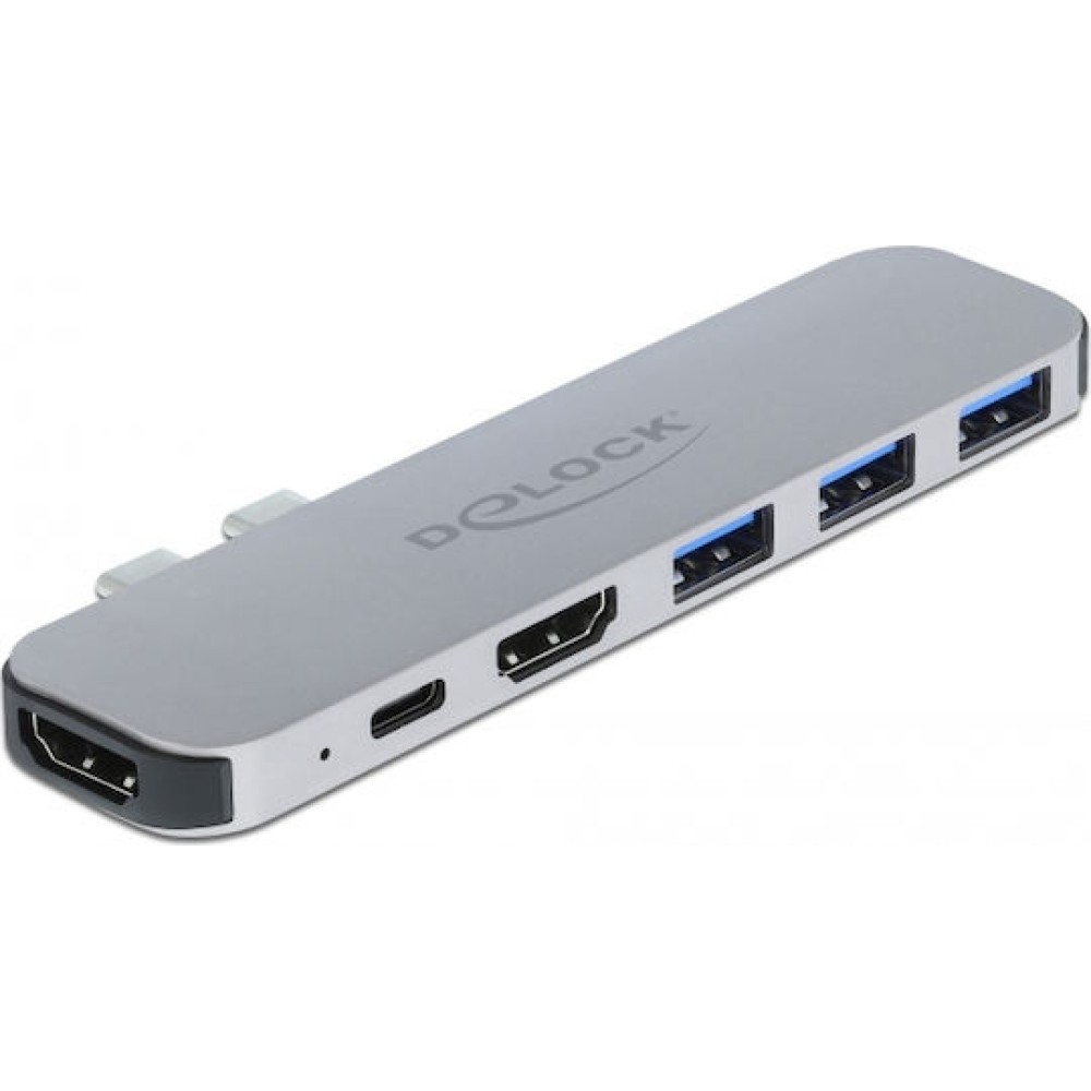 DeLock Docking Station με Διπλό USB-C HDMI 4K PD Γκρι (87753)