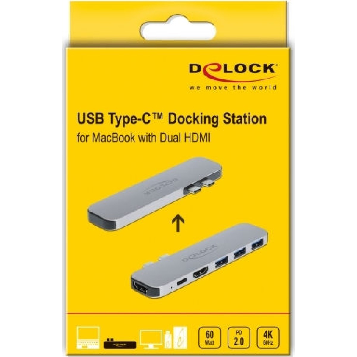 DeLock Docking Station με Διπλό USB-C HDMI 4K PD Γκρι (87753)