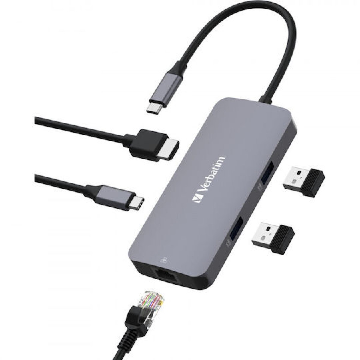 Verbatim USB-C Pro CMH-05 USB-C Docking Station με HDMI 4K PD Ethernet Γκρι