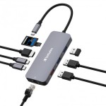 Verbatim CMH-9 USB-C Docking Station με HDMI 4K PD Ethernet Γκρι