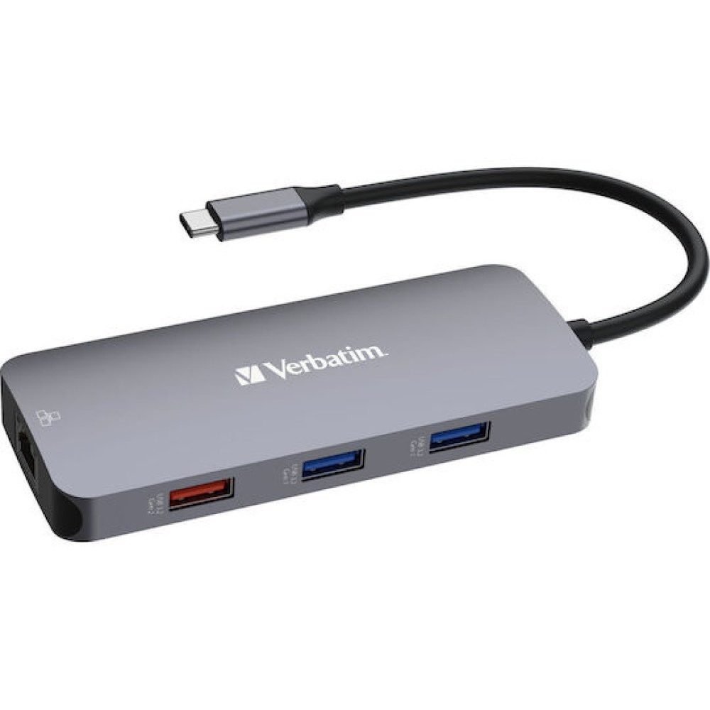 Verbatim CMH-9 USB-C Docking Station με HDMI 4K PD Ethernet Γκρι