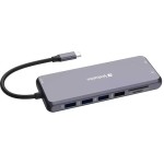 Verbatim USB-C Pro CMH-14 USB-C Docking Station με HDMI 4K PD Ethernet και σύνδεση 3 Οθονών Γκρι