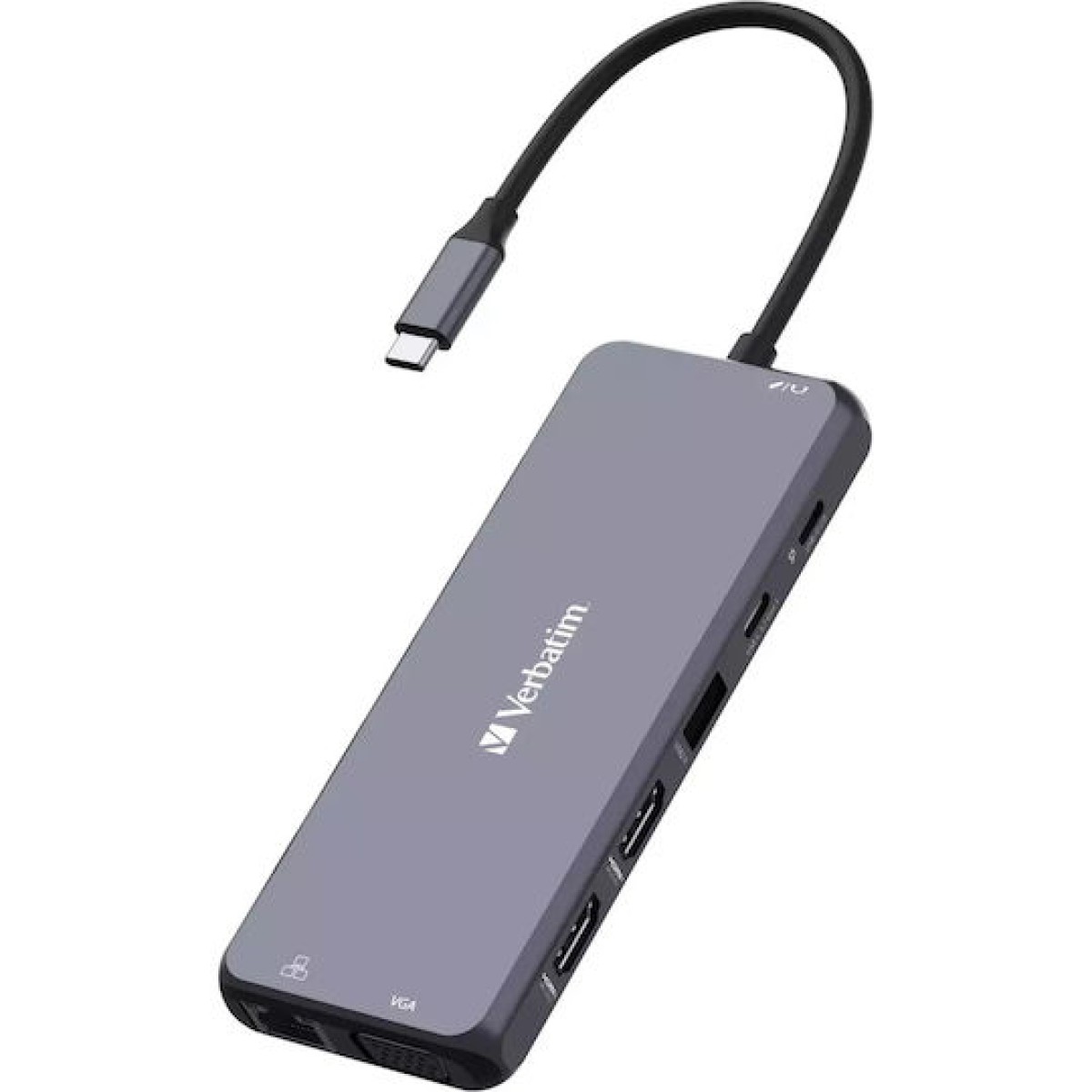 Verbatim USB-C Pro CMH-14 USB-C Docking Station με HDMI 4K PD Ethernet και σύνδεση 3 Οθονών Γκρι