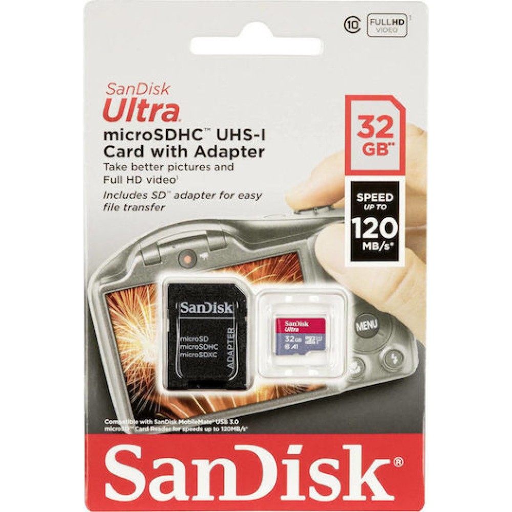 Sandisk Ultra microSDHC 32GB U1 A1 with Adapter Camera