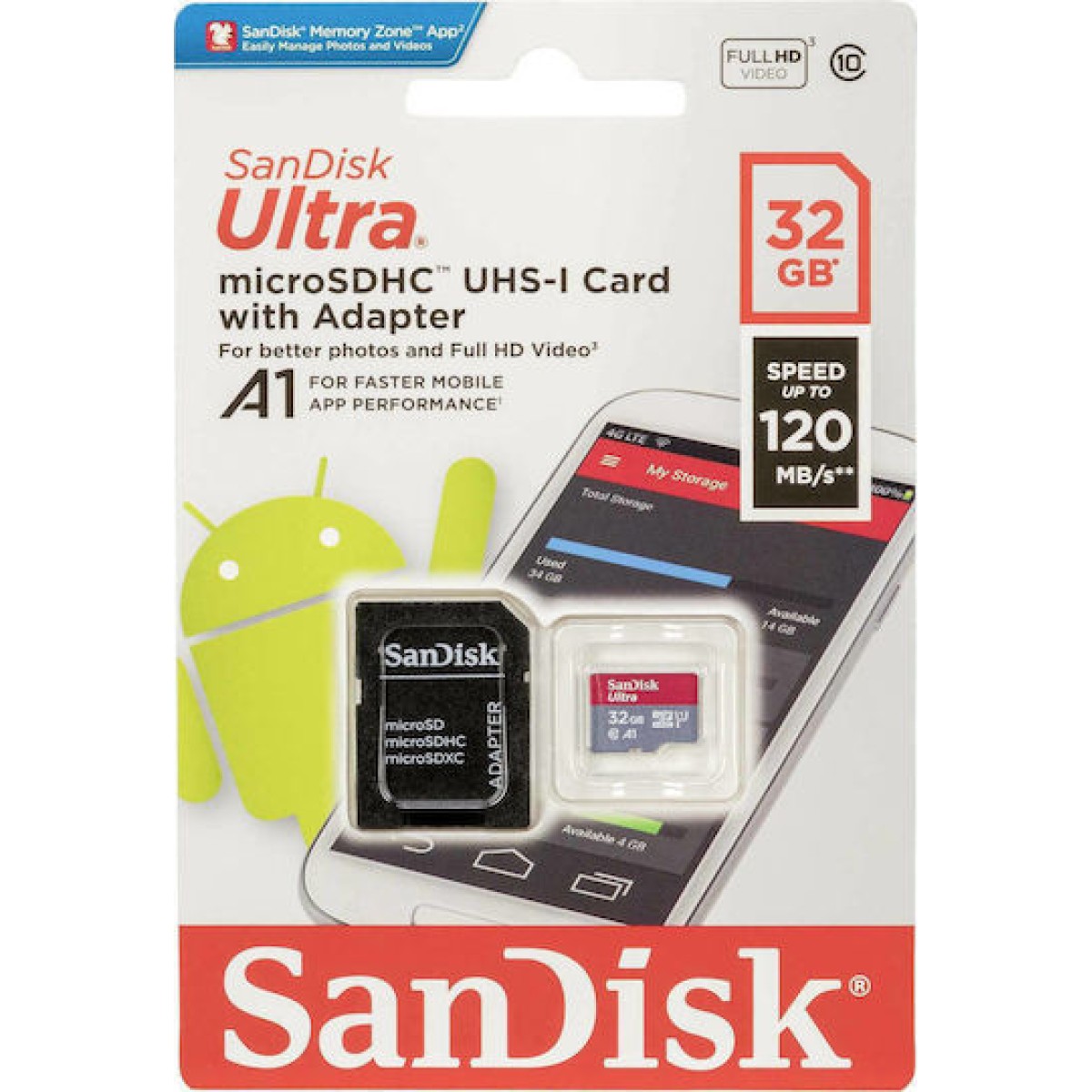 Sandisk Ultra microSDHC 32GB U1 A1 with Adapter Camera