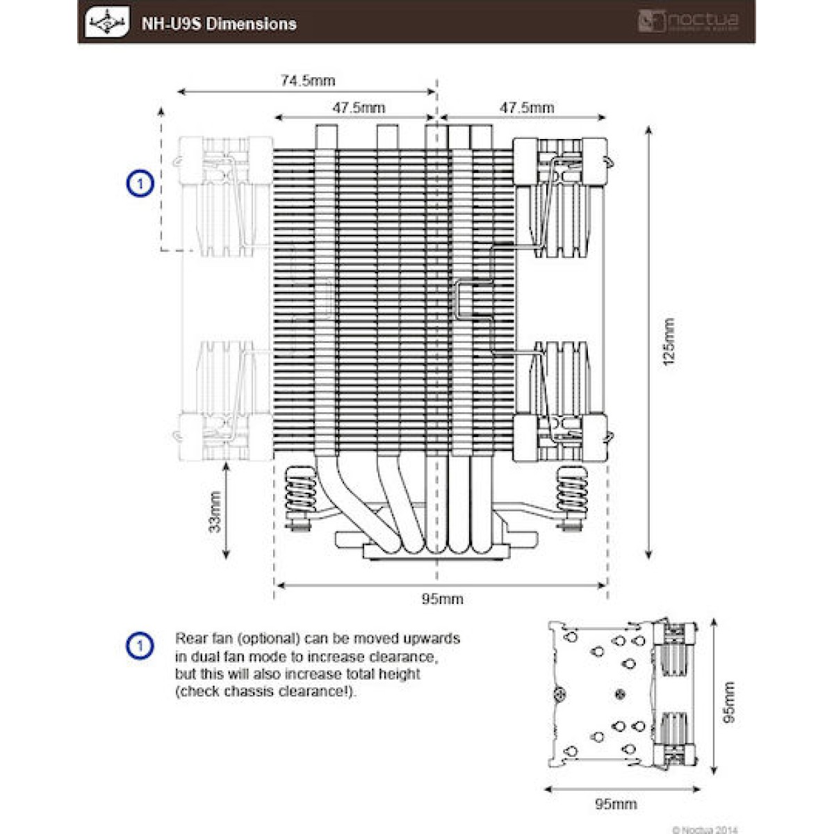 Noctua NH-U9S chromax.black Ψύκτρα Επεξεργαστή για Socket AM4/AM5/1200/115x