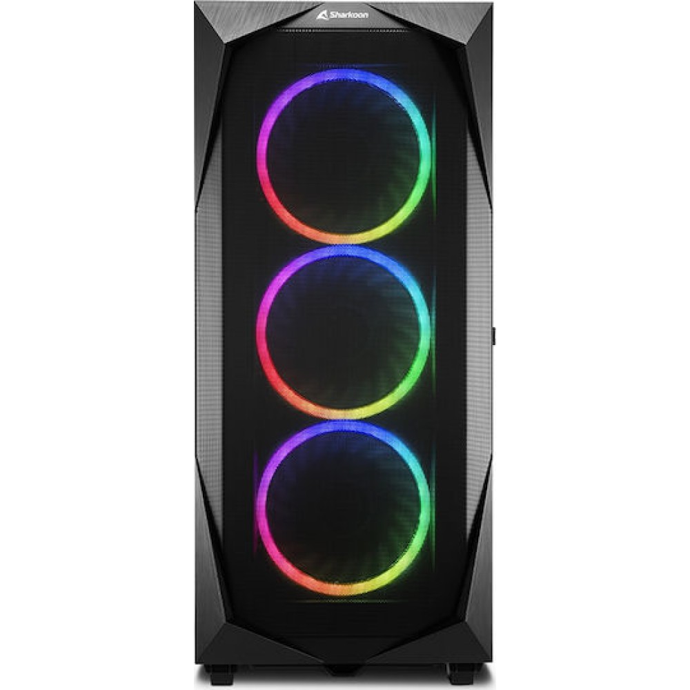Sharkoon REV300 Gaming Midi Tower Κουτί Υπολογιστή με Πλαϊνό Παράθυρο και RGB Φωτισμό Μαύρο