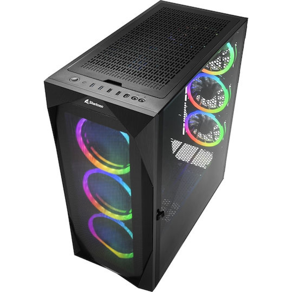 Sharkoon REV300 Gaming Midi Tower Κουτί Υπολογιστή με Πλαϊνό Παράθυρο και RGB Φωτισμό Μαύρο