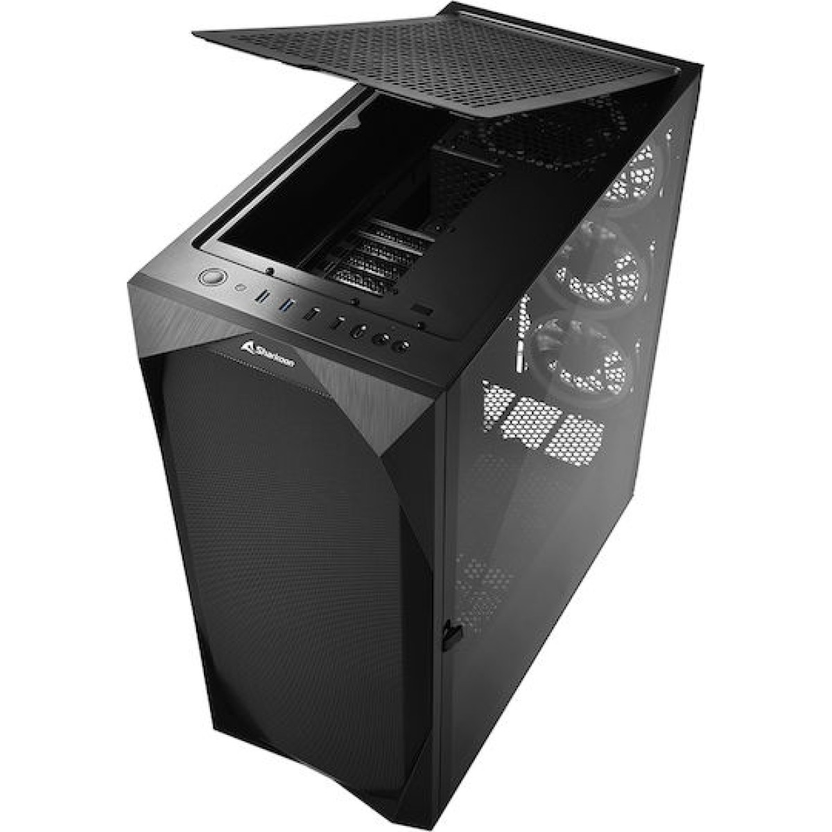 Sharkoon REV300 Gaming Midi Tower Κουτί Υπολογιστή με Πλαϊνό Παράθυρο και RGB Φωτισμό Μαύρο
