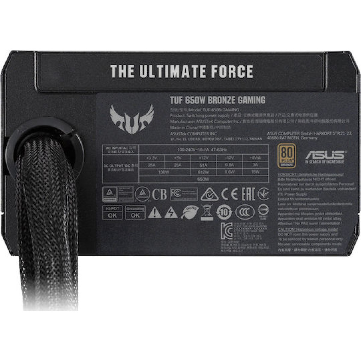 Asus TUF-GAMING-650B 650W Μαύρο Τροφοδοτικό Υπολογιστή Full Wired 80 Plus Bronze