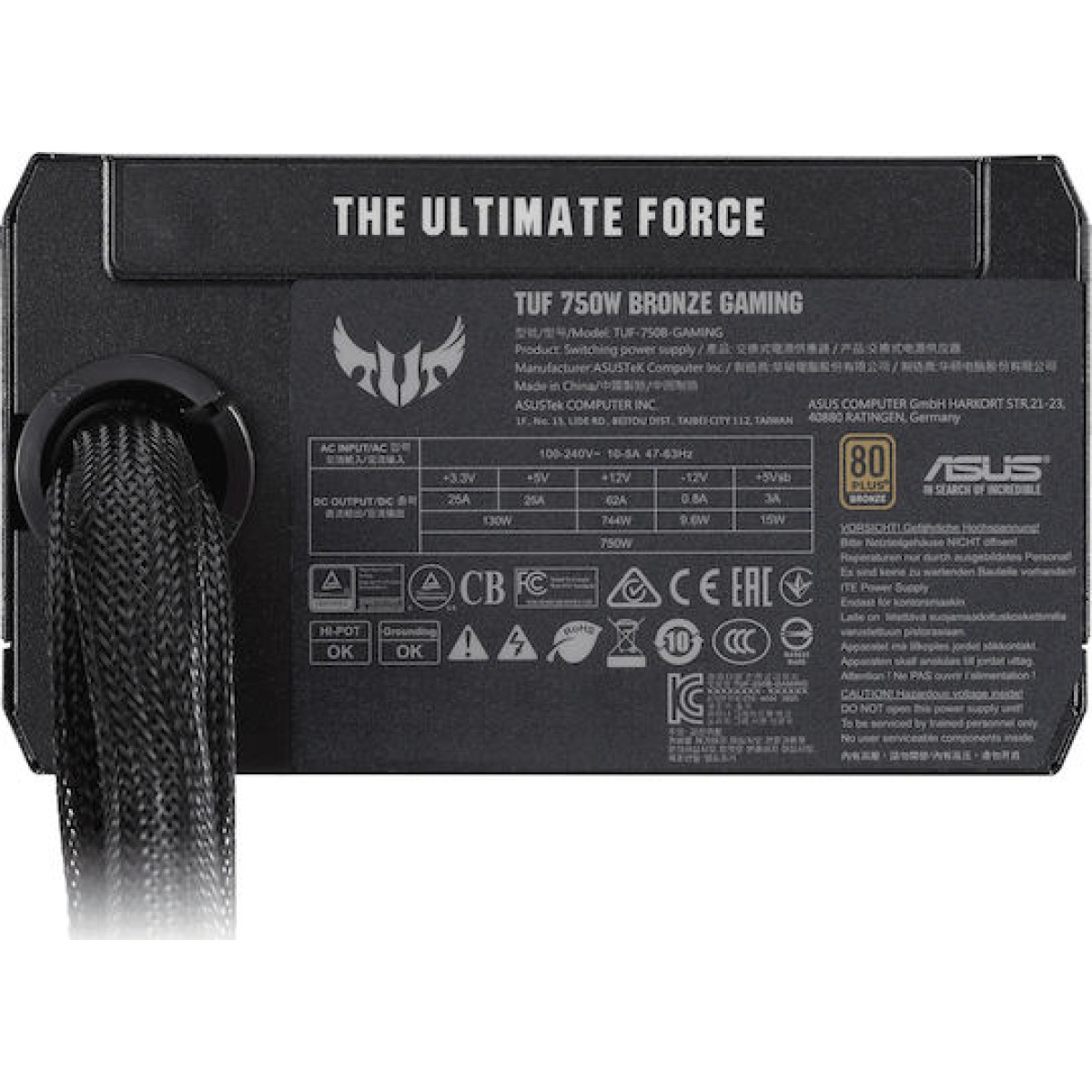 Asus TUF-GAMING-750B 750W Μαύρο Τροφοδοτικό Υπολογιστή Full Wired 80 Plus Bronze