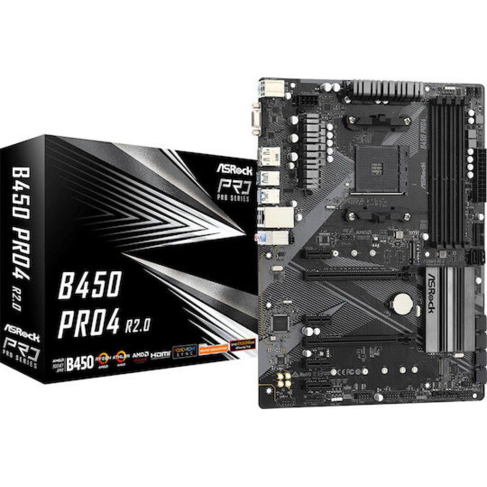 ASRock B450 Pro4 R2.0 Motherboard ATX με AMD AM4 Socket 90-MXBEE0-A0UAYZ