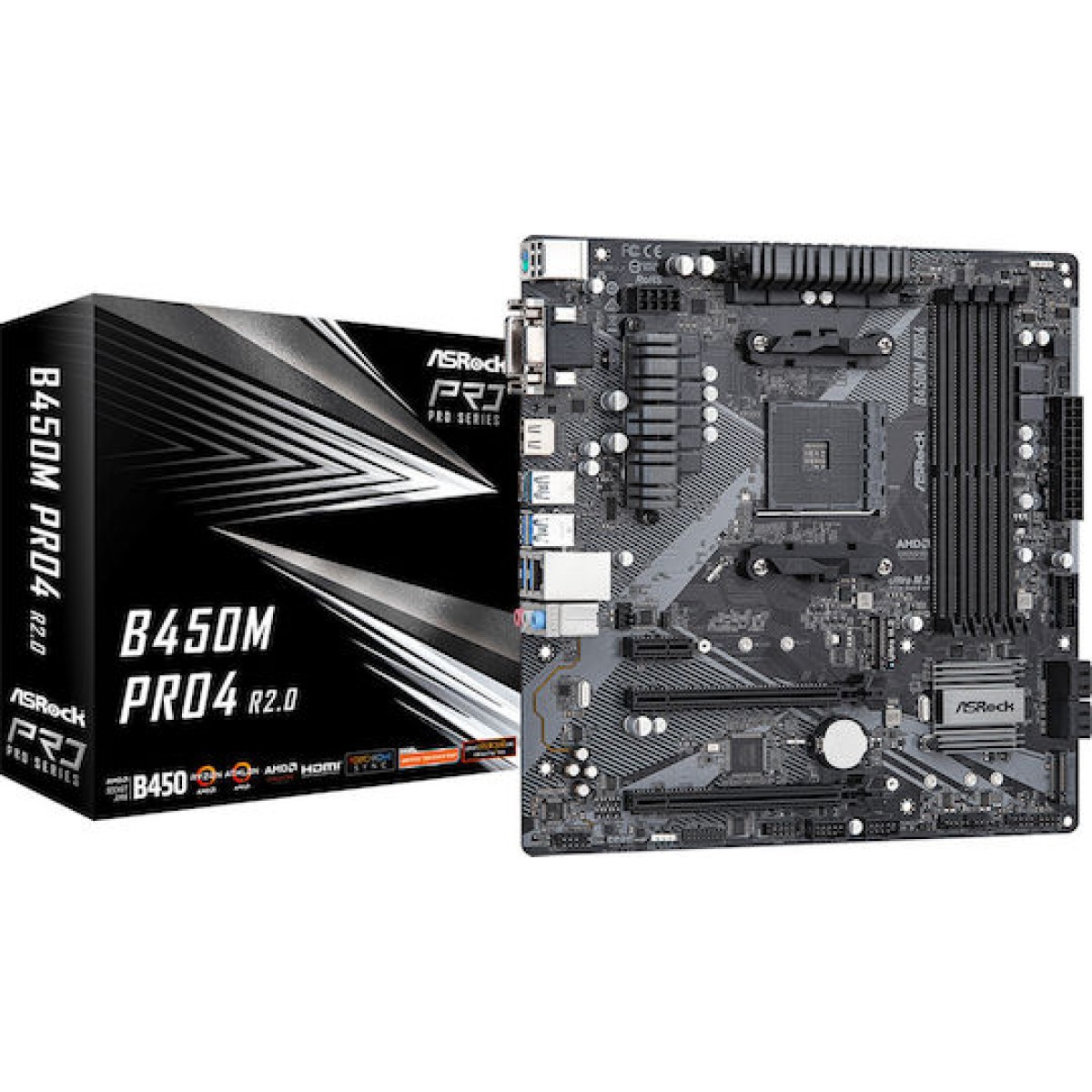 ASRock B450 Pro4 R2.0 Motherboard ATX με AMD AM4 Socket 90-MXBEE0-A0UAYZ