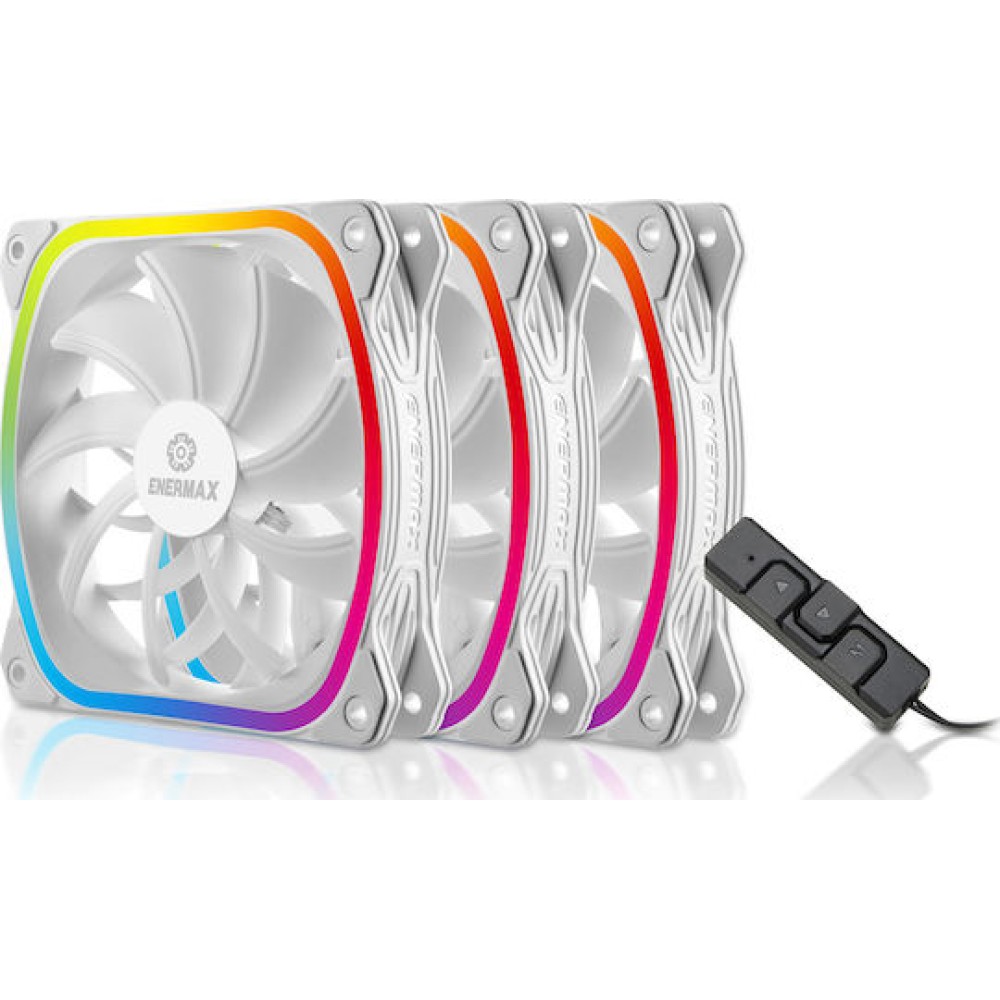 Enermax SquA RGB Case Fan 120mm με Σύνδεση 4-Pin PWM 3τμχ Λευκό