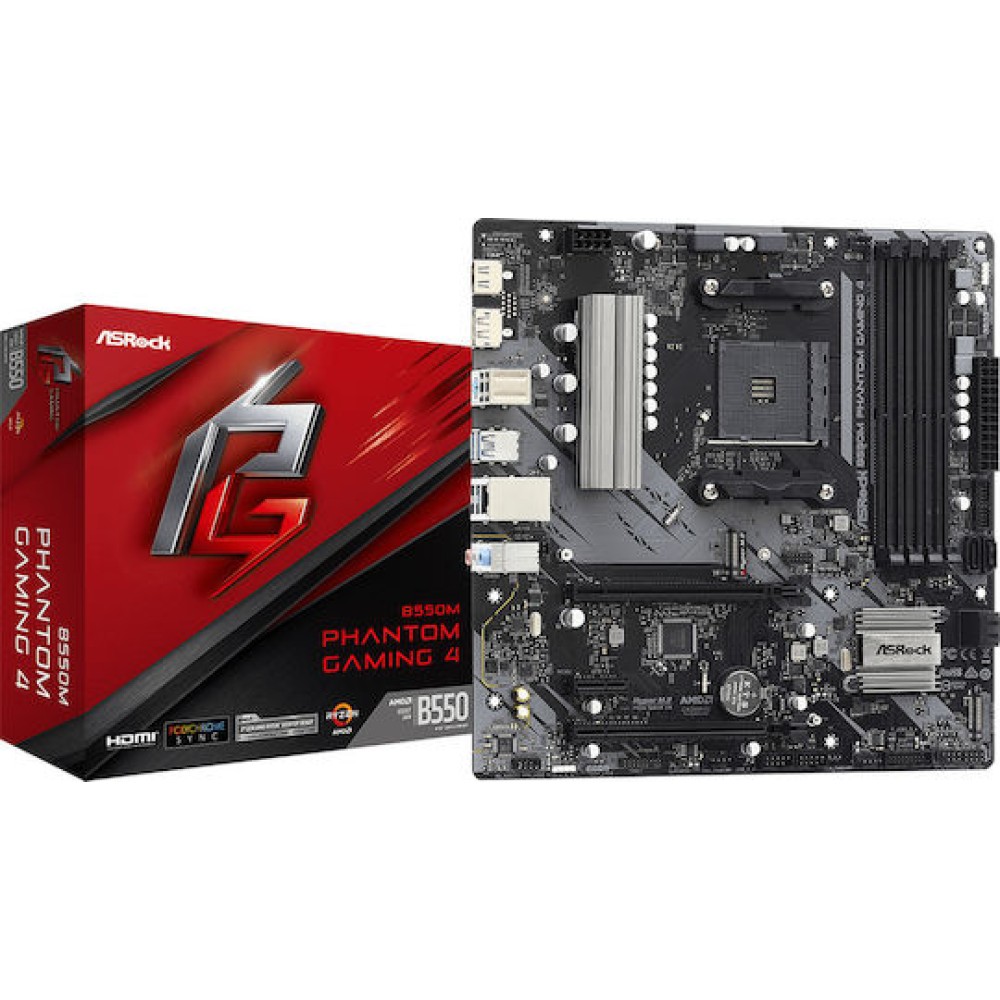 ASRock B550M Phantom Gaming 4 Motherboard Micro ATX με AMD AM4 Socket