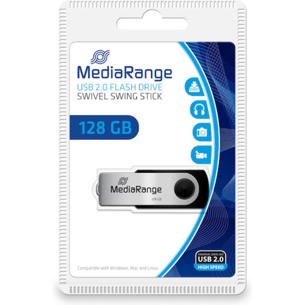 MediaRange 128GB USB 2.0 Stick Μαύρο
