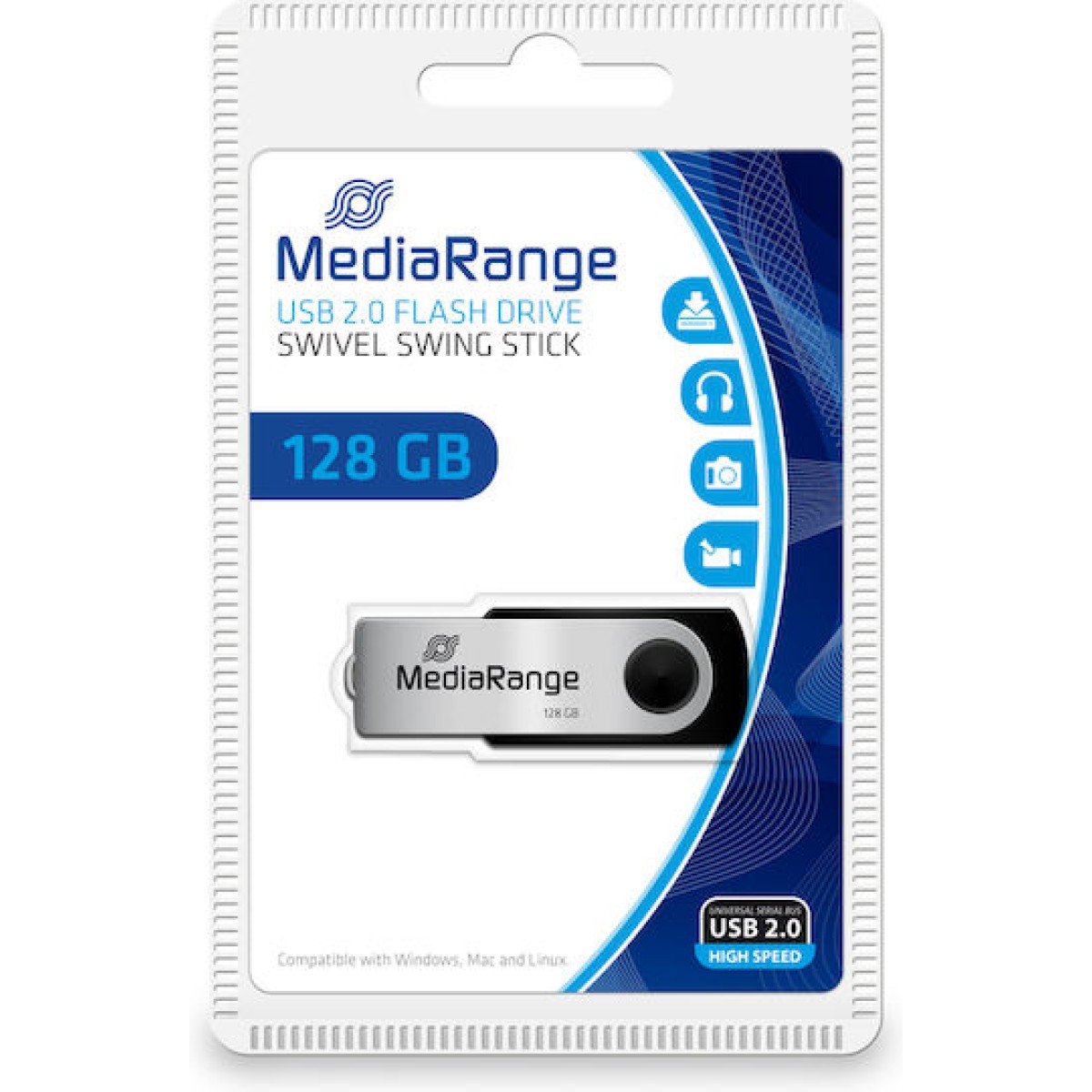 MediaRange 128GB USB 2.0 Stick Μαύρο