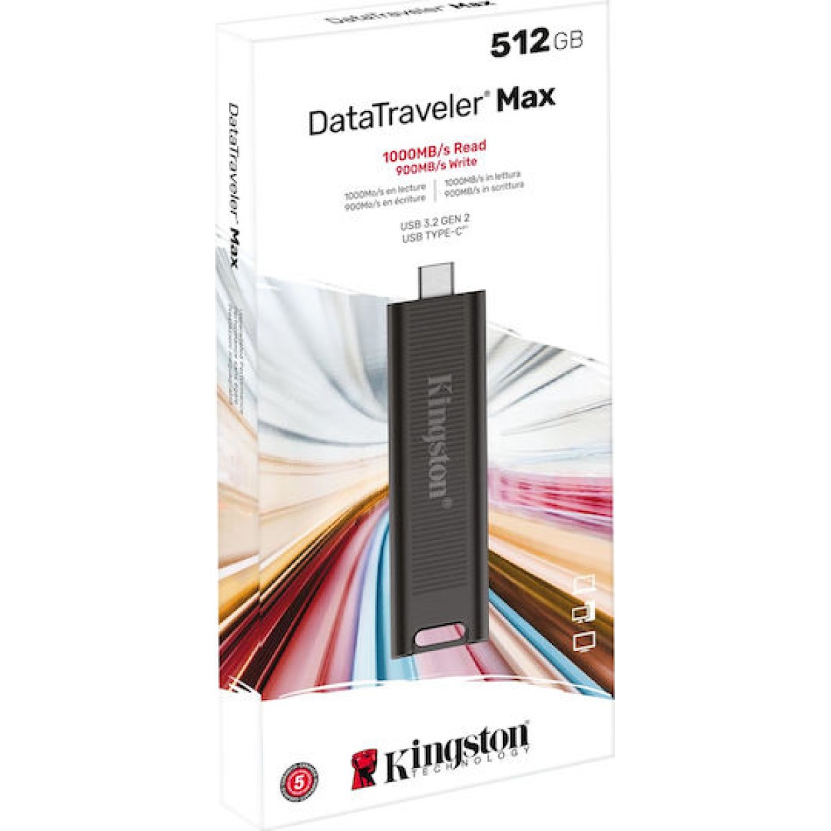Kingston DataTraveler 512GB USB 3.2 Stick με σύνδεση USB-C Μαύρο