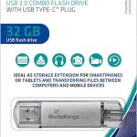MediaRange 32GB USB 3.0 Stick με σύνδεση USB-A & USB-C Γκρι