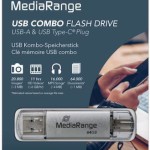 MediaRange 64GB USB 3.0 Stick με σύνδεση USB-A & USB-C Ασημί