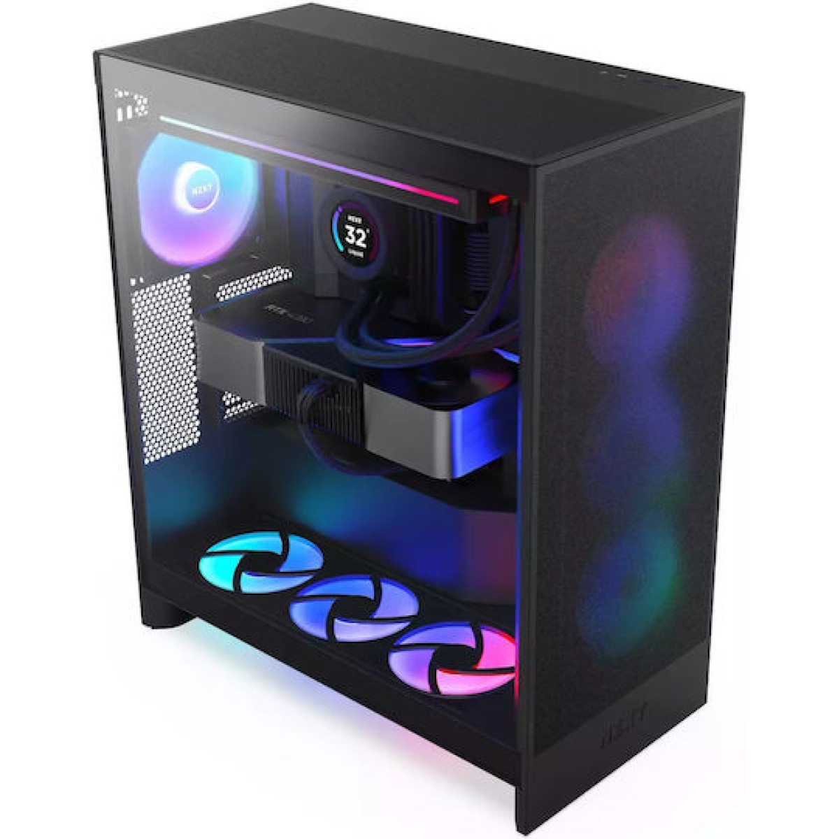 NZXT H7 Flow RGB Midi Tower Κουτί Υπολογιστή με Πλαϊνό Παράθυρο Μαύρο
