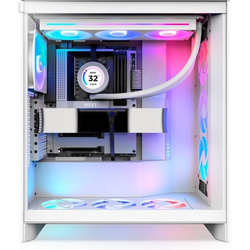 NZXT H7 Flow RGB Gaming Midi Tower Κουτί Υπολογιστή με Πλαϊνό Παράθυρο Λευκό