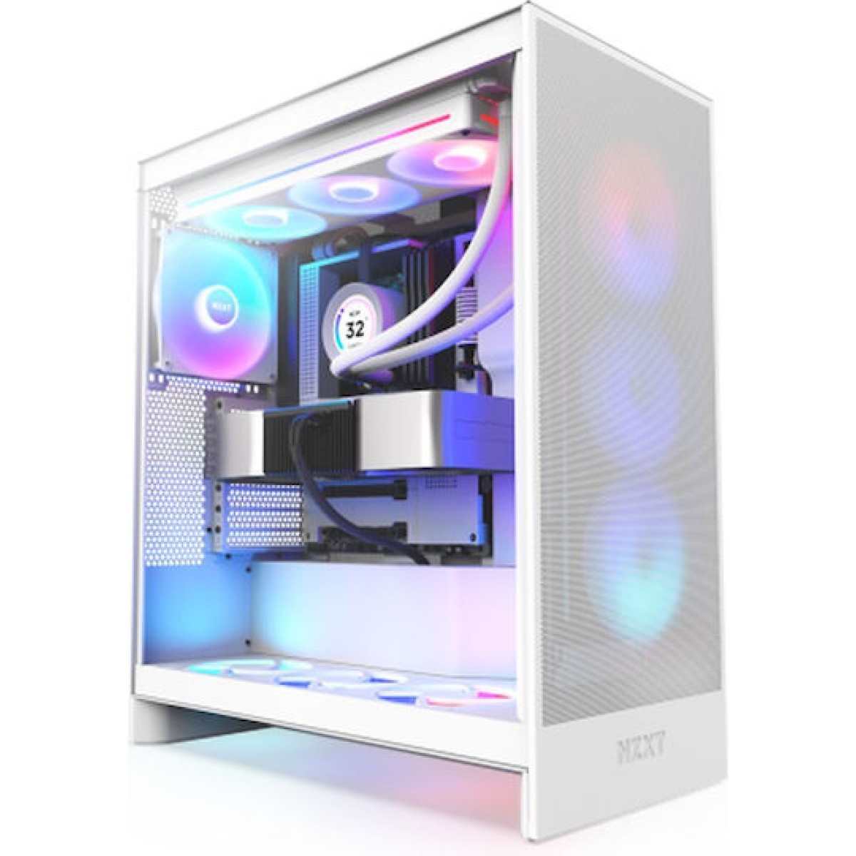NZXT H7 Flow RGB Gaming Midi Tower Κουτί Υπολογιστή με Πλαϊνό Παράθυρο Λευκό