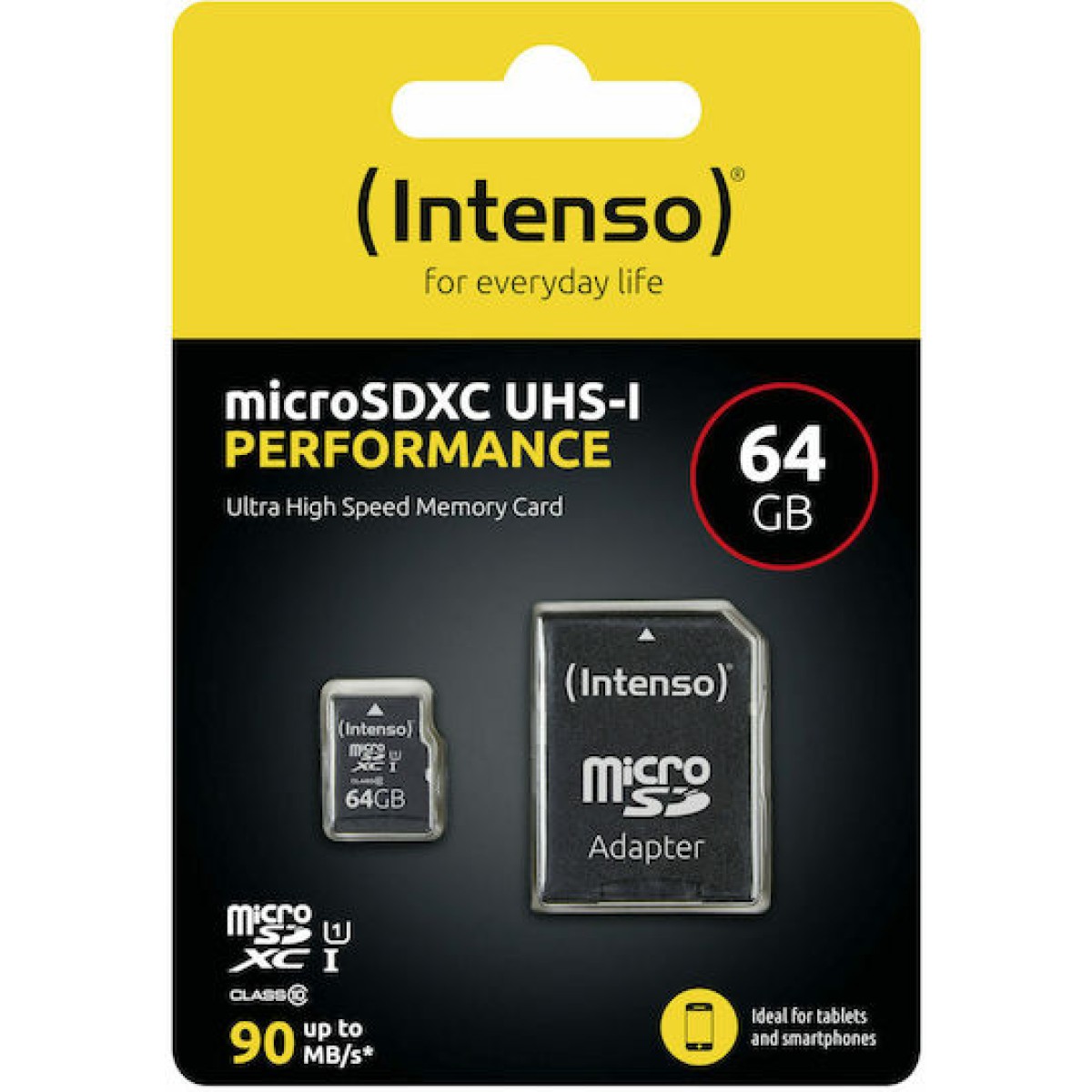 Intenso Performance R90 microSDXC 64GB Class 10 U1 UHS-I με αντάπτορα