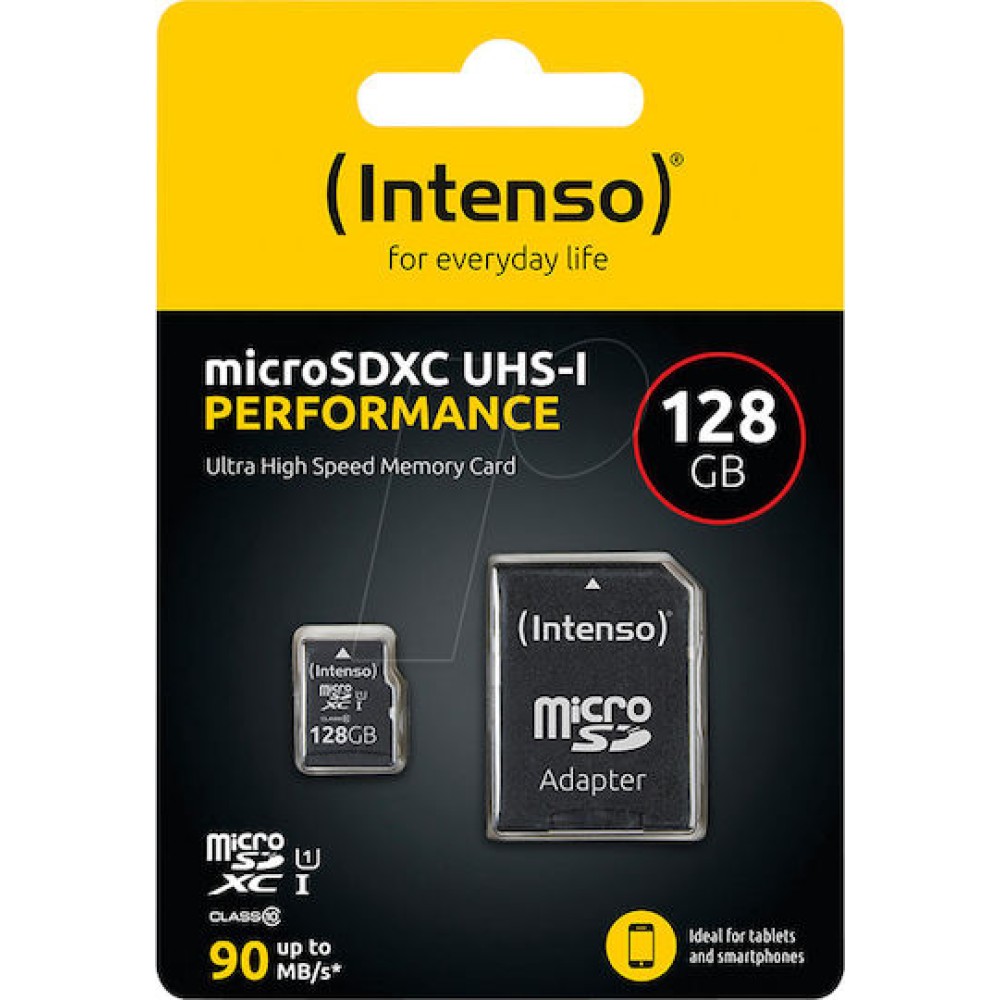 Intenso Class Performance microSDXC 128GB Class 10 U1 UHS-I με αντάπτορα