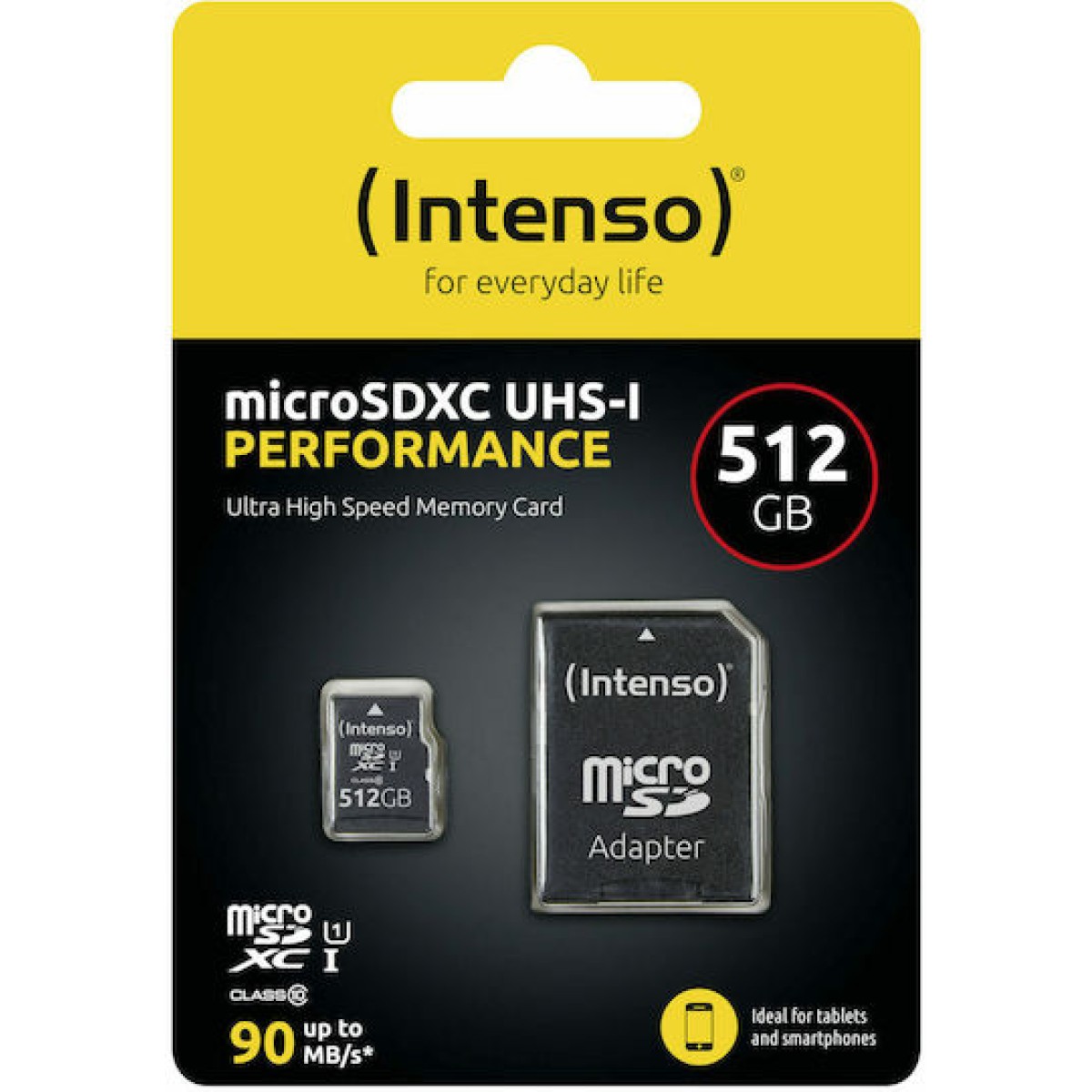 Intenso Performance microSDXC 512GB Class 10 U1 UHS-I με αντάπτορα