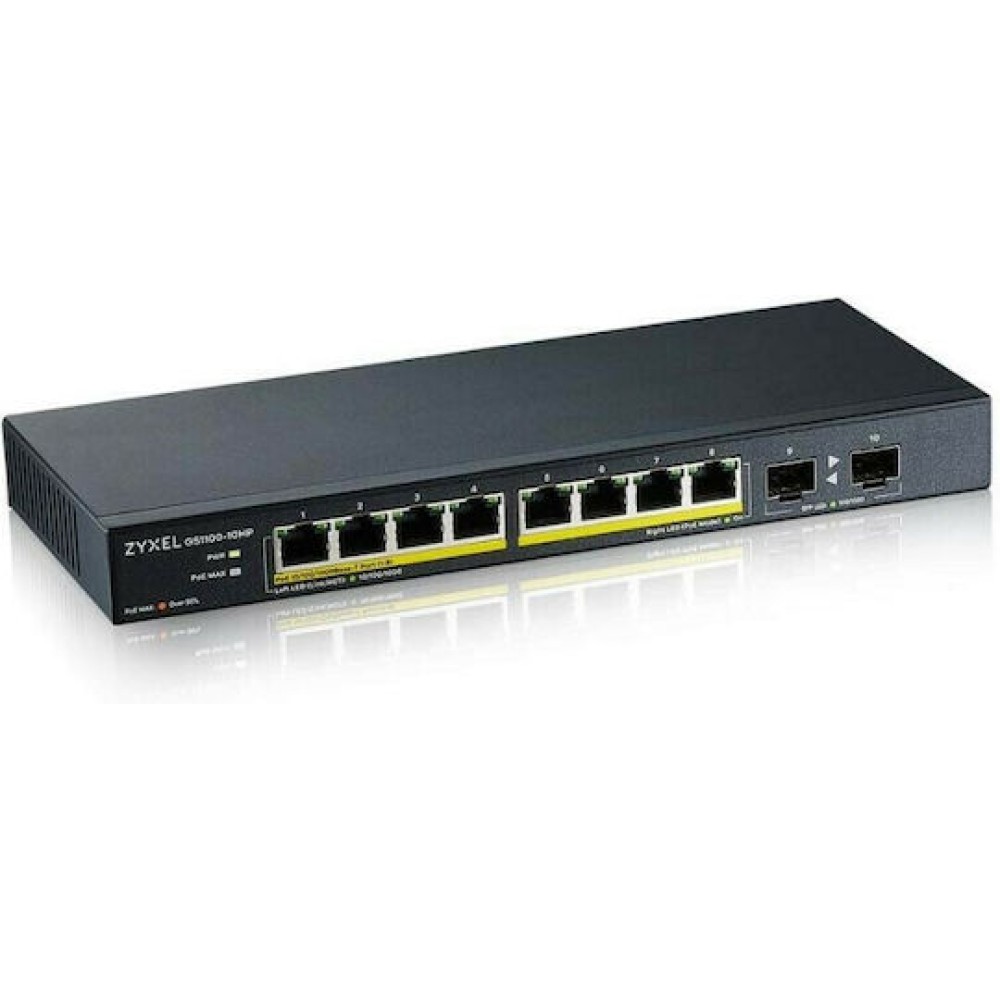 Zyxel GS1100-10HP-EU0102F v2 Managed L2 PoE Switch με 8 Θύρες Gigabit (1Gbps) Ethernet