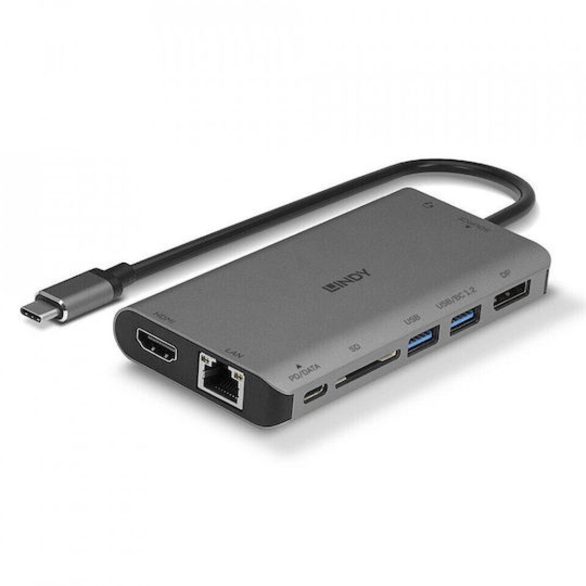 Lindy USB-C Docking Station με HDMI/DisplayPort 4K PD Ethernet και συνδεση 2 Οθονών Γκρι (43323)