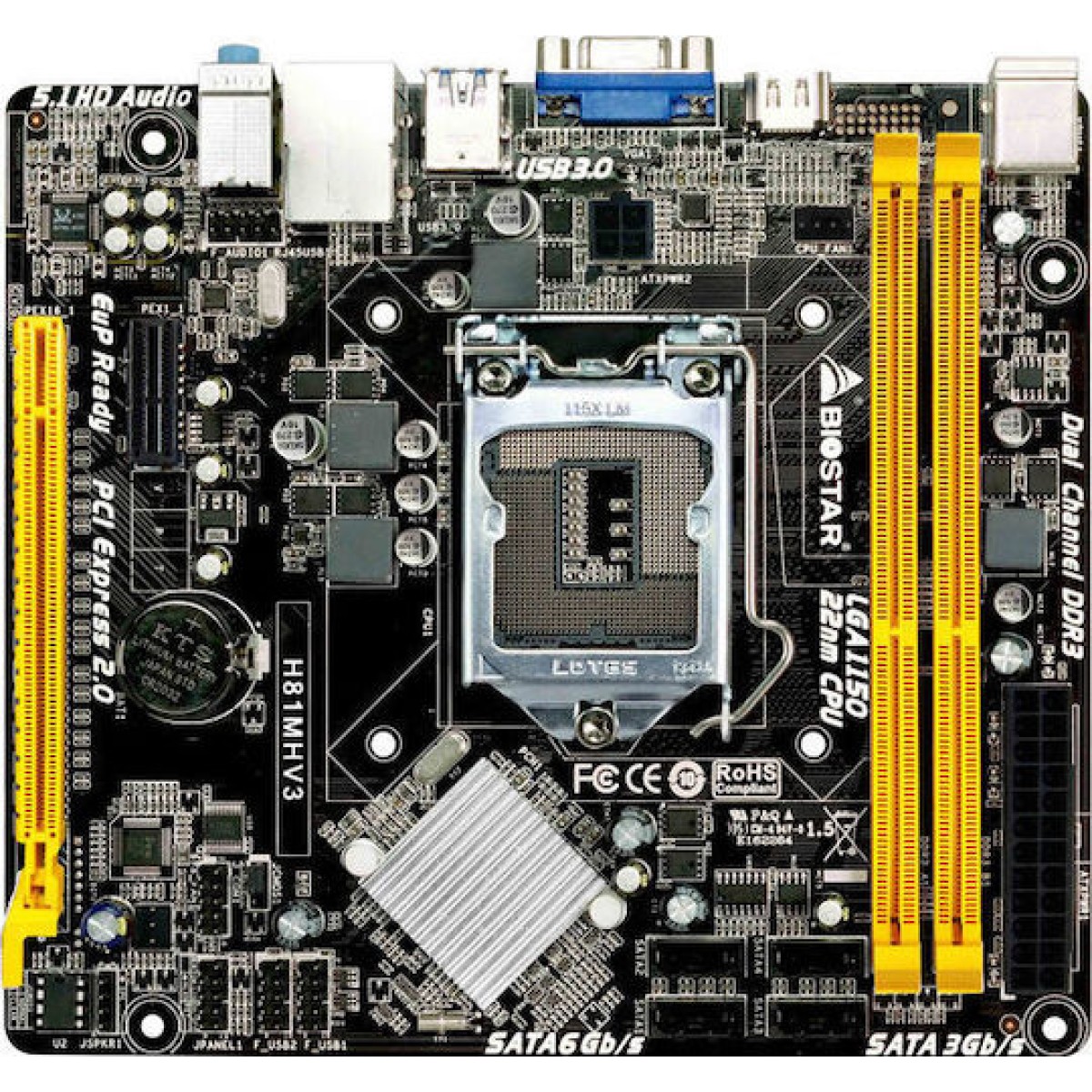 Biostar H81MHV3 Ver. 7.x Motherboard Micro ATX με Intel 1150 Socket