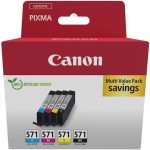 Canon CLI-571 Γνήσιο Πακέτο 4 Μελανιών Εκτυπωτή InkJet Κίτρινο / Κυανό / Ματζέντα / Μαύρο (0386C008)
