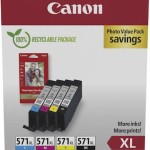 Canon CLI-571XL Γνήσιο Photo Value Pack με 4 Μελάνια Εκτυπωτή InkJet Κίτρινο / Κυανό / Ματζέντα / Μαύρο (0332C006)