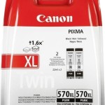 Canon PGI-570XL Γνήσιο Πακέτο 2 Μελανιών Εκτυπωτή InkJet Μαύρο (0318C010)