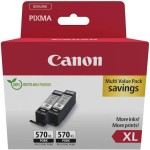 Canon PGI-570XL Γνήσιο Πακέτο 2 Μελανιών Εκτυπωτή InkJet Μαύρο (0318C010)