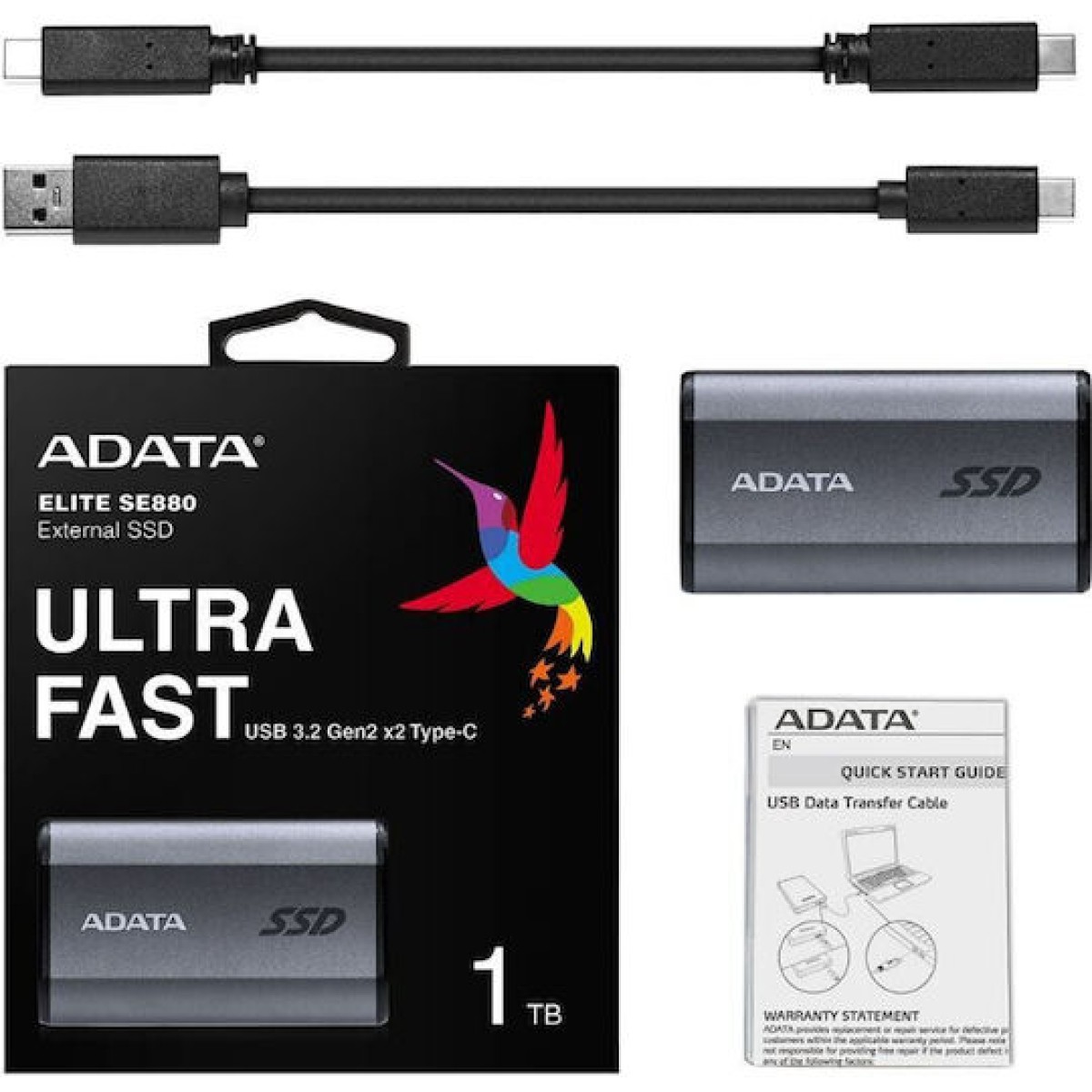 Adata Elite SE880 USB-C Εξωτερικός SSD 1TB 2.5