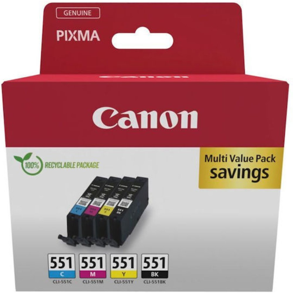Canon CLI-551 Γνήσιο Πακέτο Μελανιών Εκτυπωτή InkJet Κυανό (6509B015)