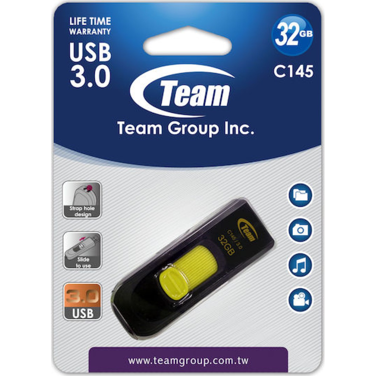 TeamGroup C145 32GB USB 3.0 Stick Μαύρο