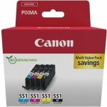 Canon CLI-551 Γνήσιο Πακέτο 4 Μελανιών Εκτυπωτή InkJet Κίτρινο / Κυανό / Ματζέντα / Μαύρο (6509B016)