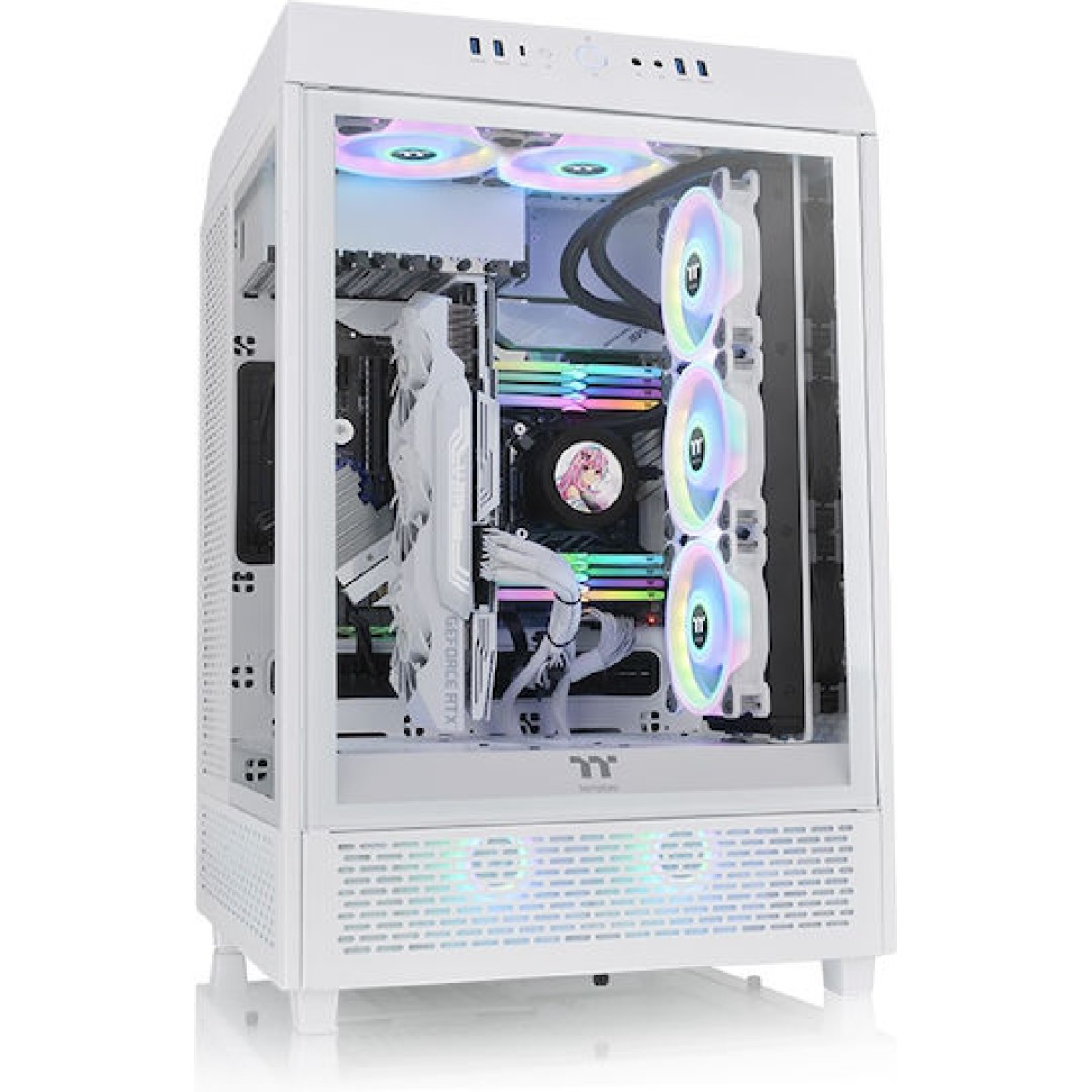 Thermaltake The Tower 500 Gaming Midi Tower Κουτί Υπολογιστή με Πλαϊνό Παράθυρο και RGB Φωτισμό Snow White