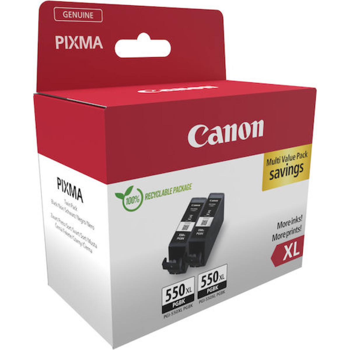 Canon PGI-550XL Γνήσιο Πακέτο Μελανιών Εκτυπωτή InkJet Μαύρο / Photo Κυανό (6431B010)