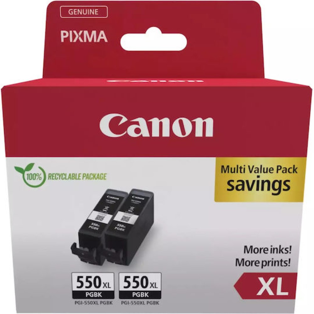 Canon PGI-550XL Γνήσιο Πακέτο Μελανιών Εκτυπωτή InkJet Μαύρο / Photo Κυανό (6431B010)