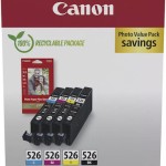 Canon CLI-526 Γνήσιο Photo Value Pack με 4 Μελάνια Εκτυπωτή InkJet Κίτρινο / Κυανό / Ματζέντα / Μαύρο (4540B019)