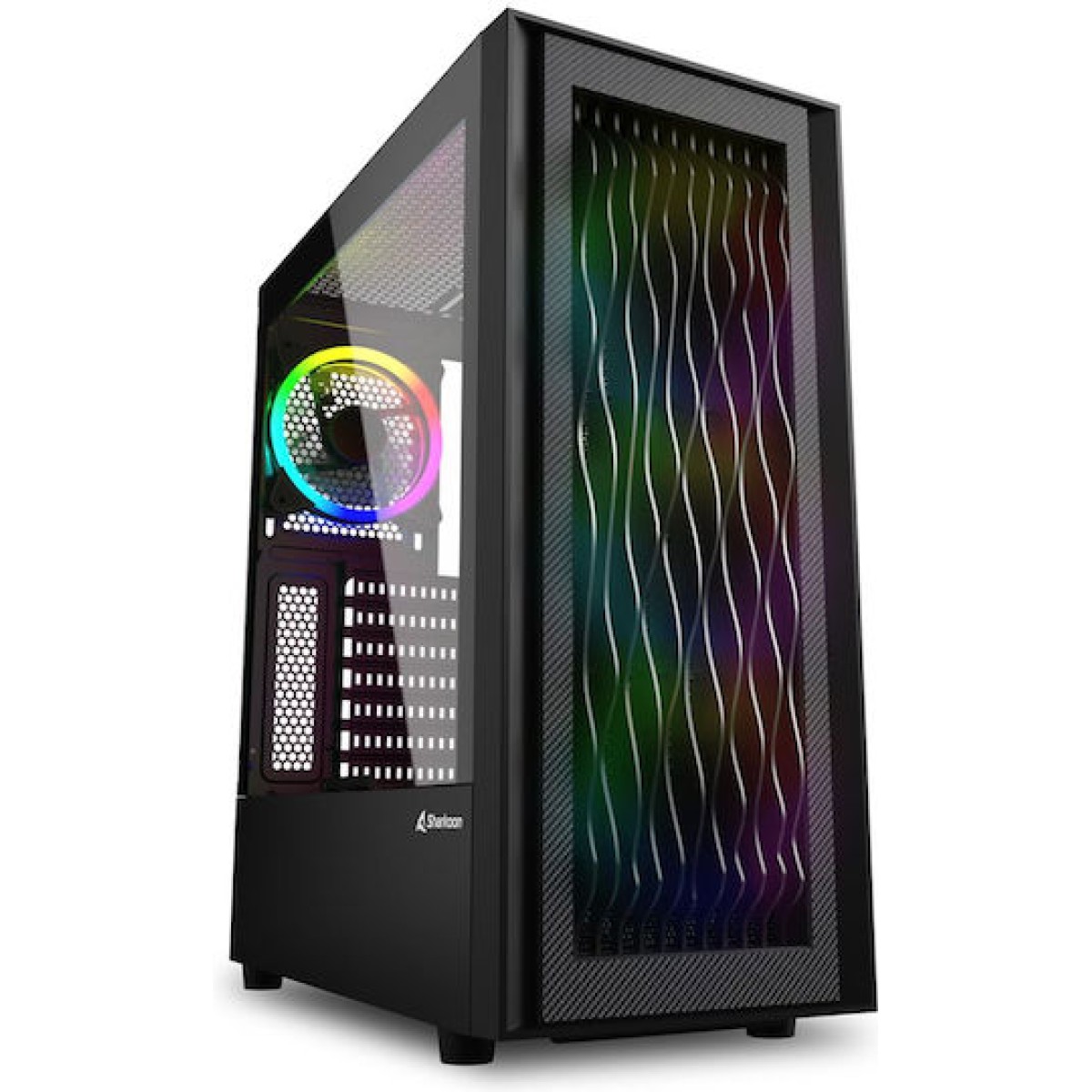Sharkoon RGB Wave Gaming Midi Tower Κουτί Υπολογιστή με Πλαϊνό Παράθυρο Μαύρο