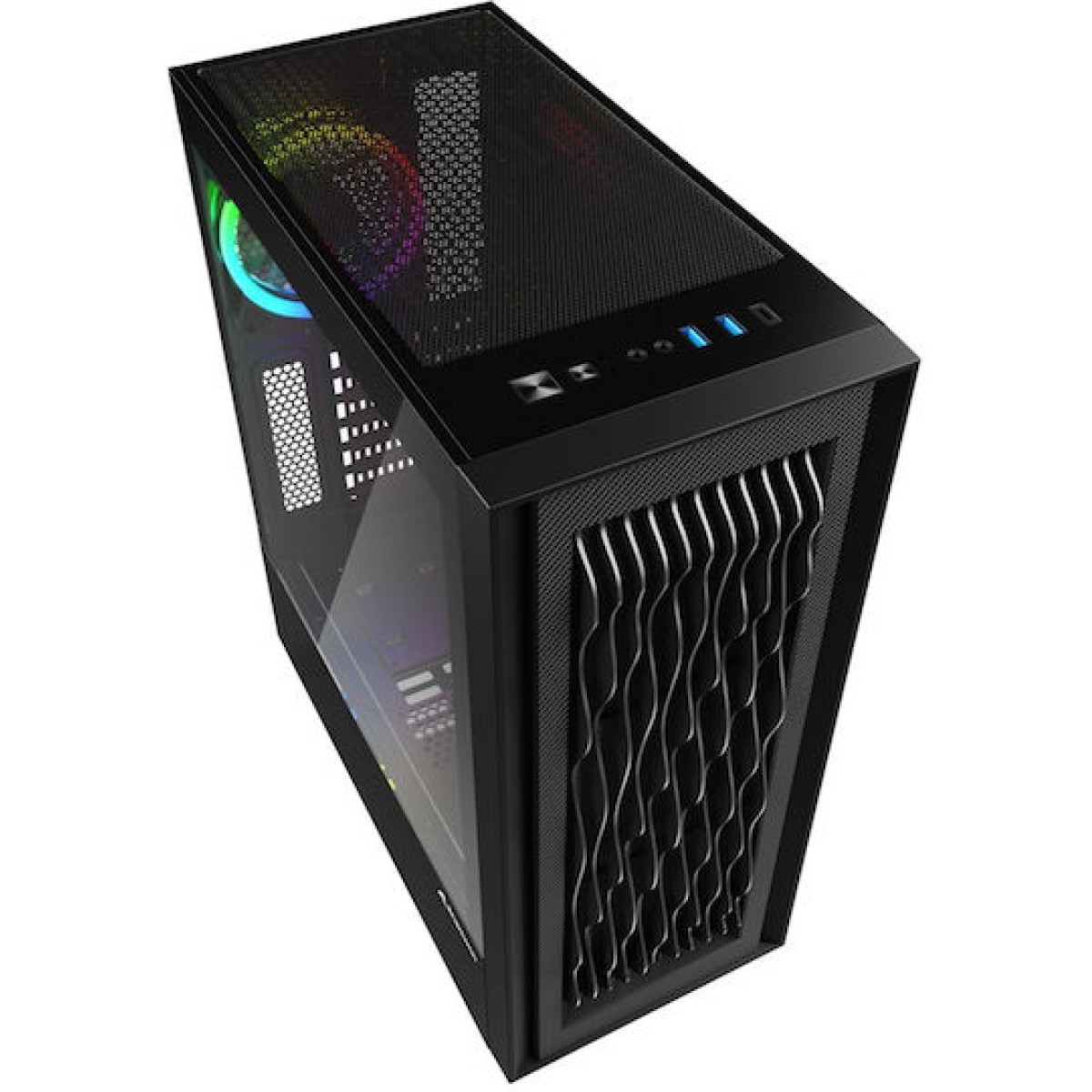 Sharkoon RGB Wave Gaming Midi Tower Κουτί Υπολογιστή με Πλαϊνό Παράθυρο Μαύρο