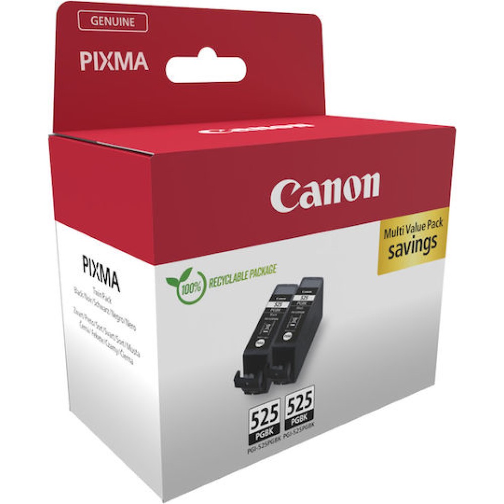 Canon PGI-525 Γνήσιο Πακέτο 2 Μελανιών Εκτυπωτή InkJet Μαύρο (4529B017)
